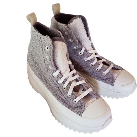 Converse Run Star Hike Cozy Sherpa Platform High Top Sneaker NEW - Picture 3 of 9